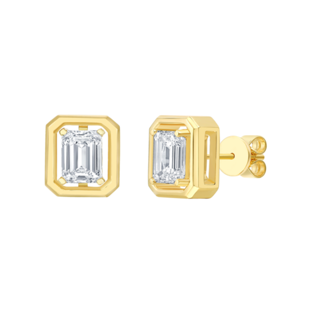 Effortless Stud Earrings- 2.10ctw Emerald