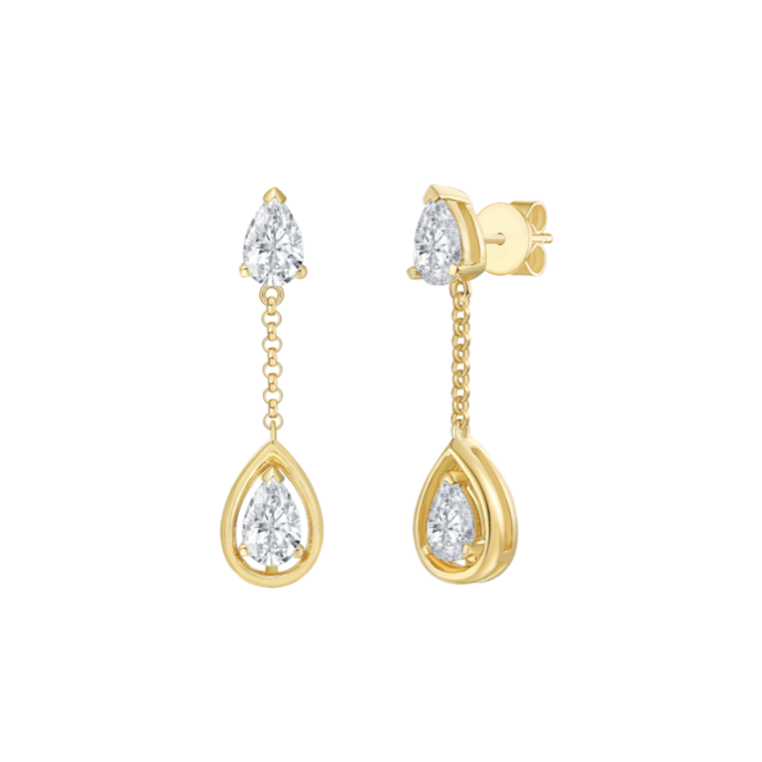 Effortless Chain Earrings- 1ctw Pear