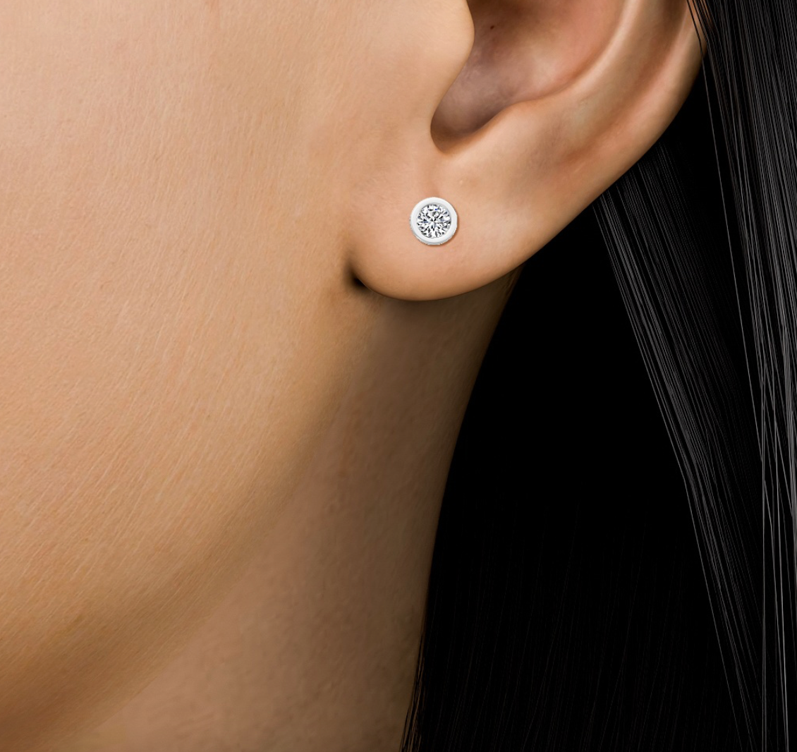 CYBER MONDAY .20 btw Bezel Lab Grown Diamond Earrings