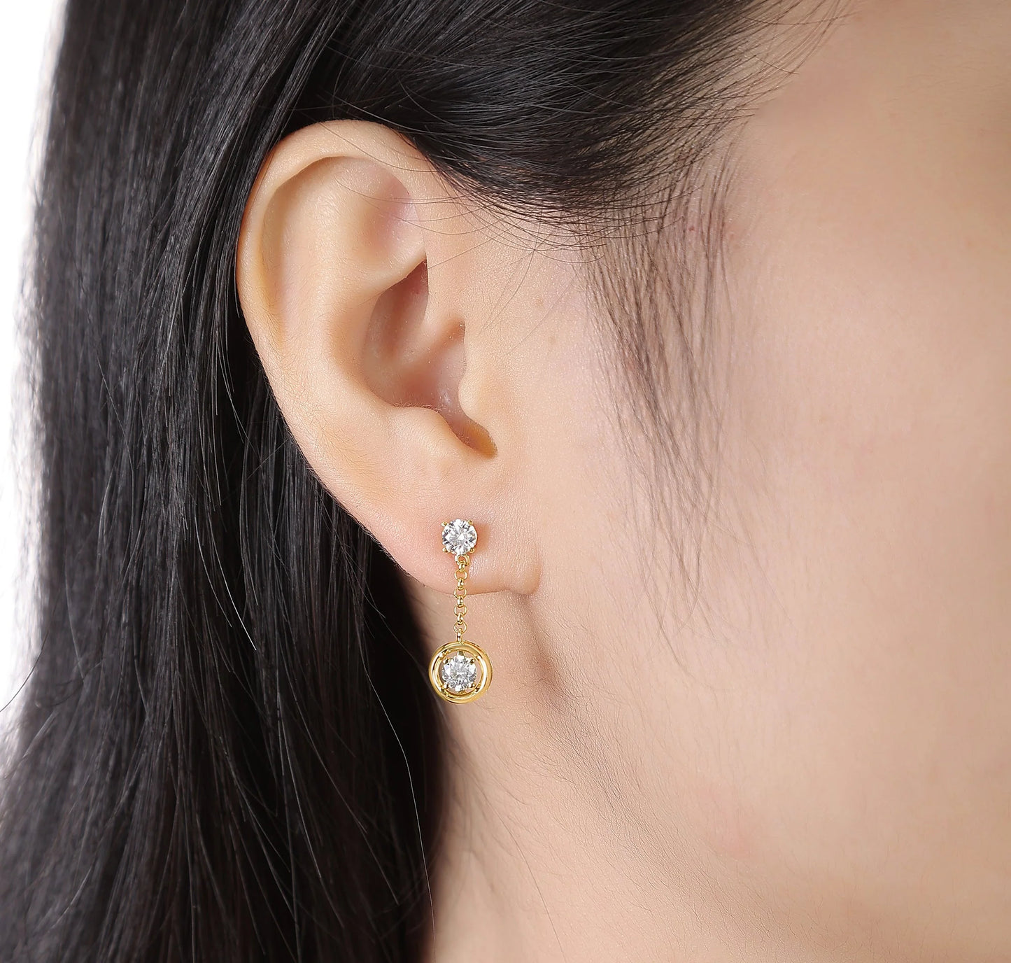 Effortless Chain Earrings- .95ctw Round