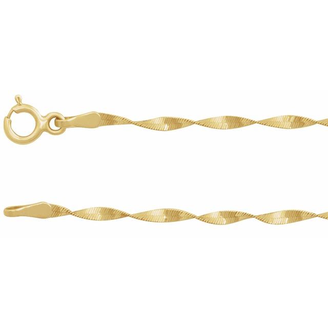 14K Yellow 1.6 mm Twisted Herringbone Chain