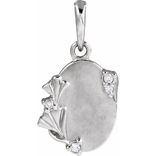 Natural Diamond Engravable Floral Pendant