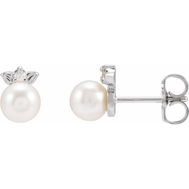 Floral Pearl & Diamond Earrings