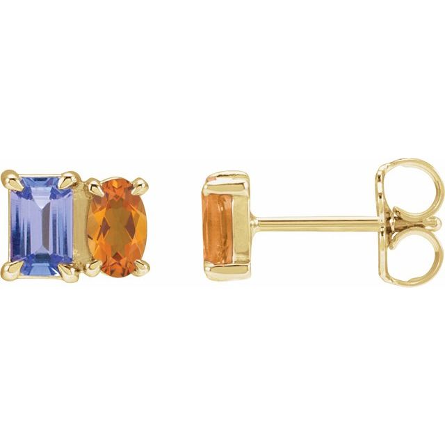 14K Yellow Gold Two-Stone Stud Earrings