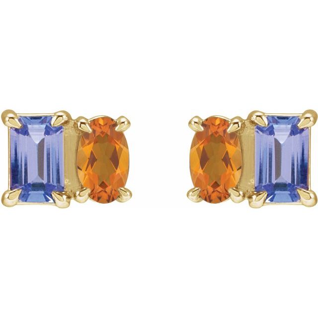 14K Yellow Gold Two-Stone Stud Earrings