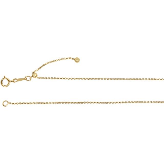 14K Yellow Gold-Filled 1.1 mm Adjustable Cable 16-22" Chain