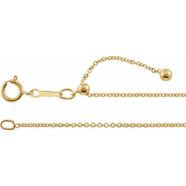 14K Yellow Gold-Filled 1.1 mm Adjustable Cable 16-22" Chain