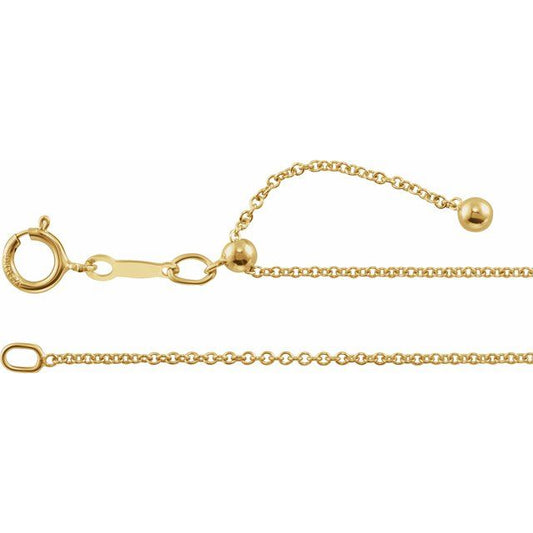 14K Yellow Gold-Filled 1.1 mm Adjustable Cable 16-22" Chain