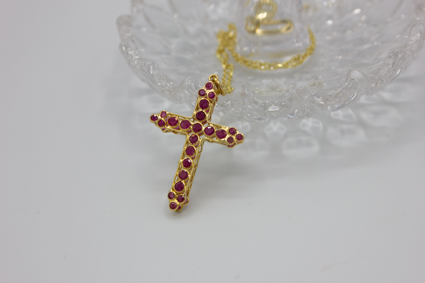 3 Carat Pink Ruby Cross Pendant