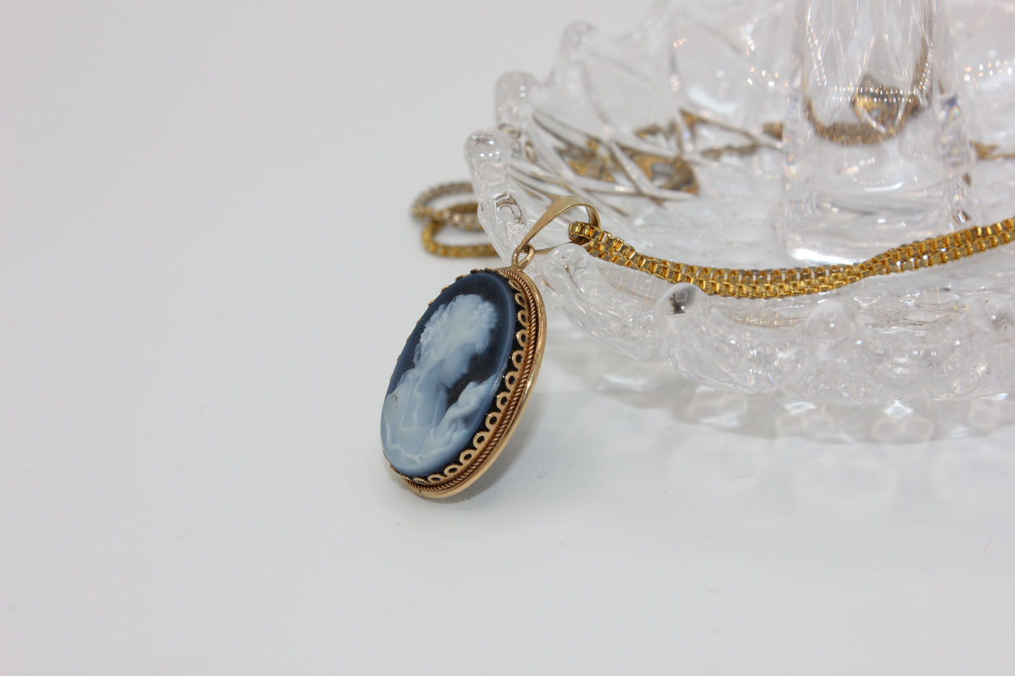 Vintage Blue Cameo Pendant