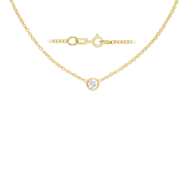 14k Gold Bezel Cable Necklace