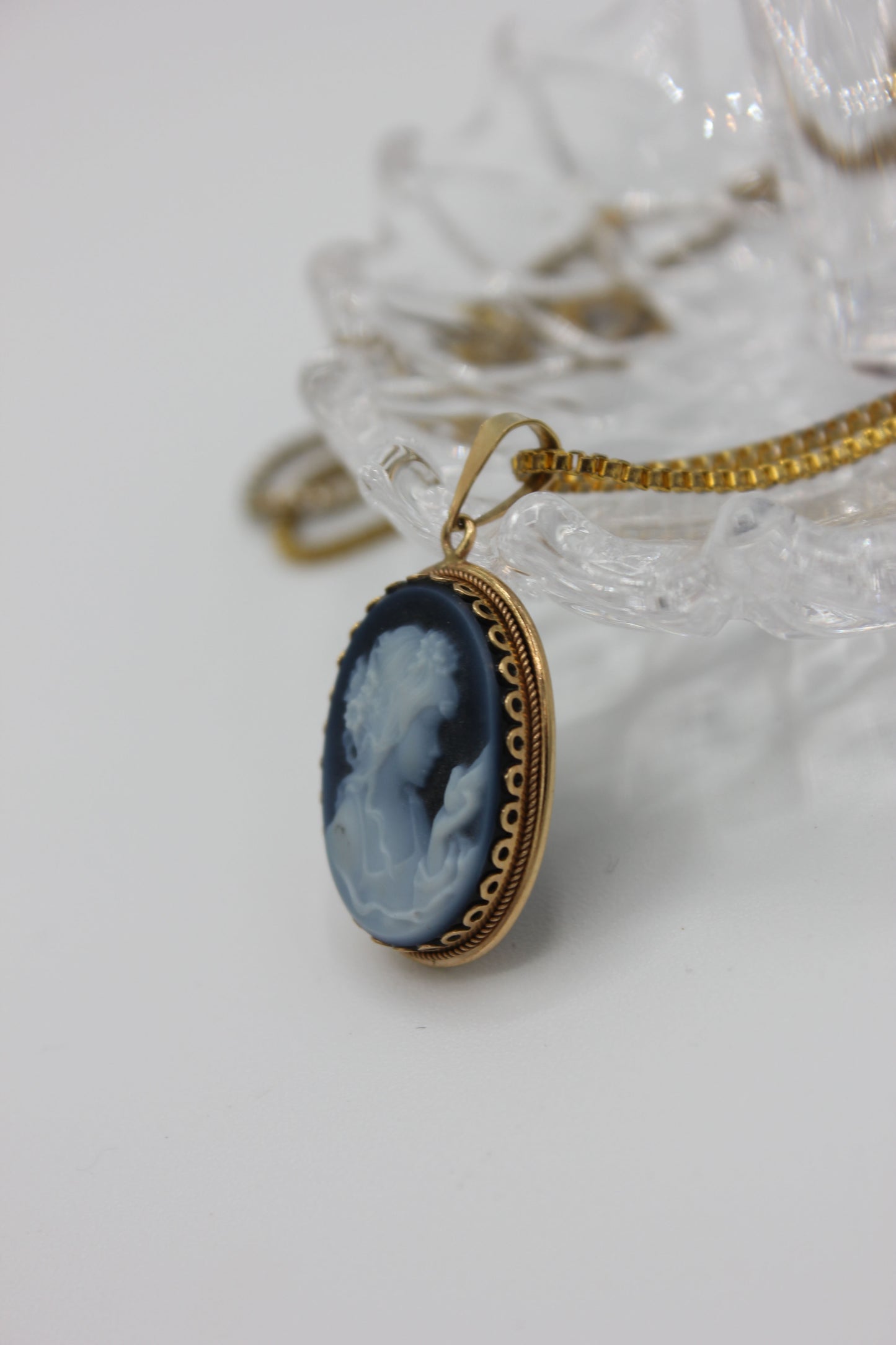 Vintage Blue Cameo Pendant