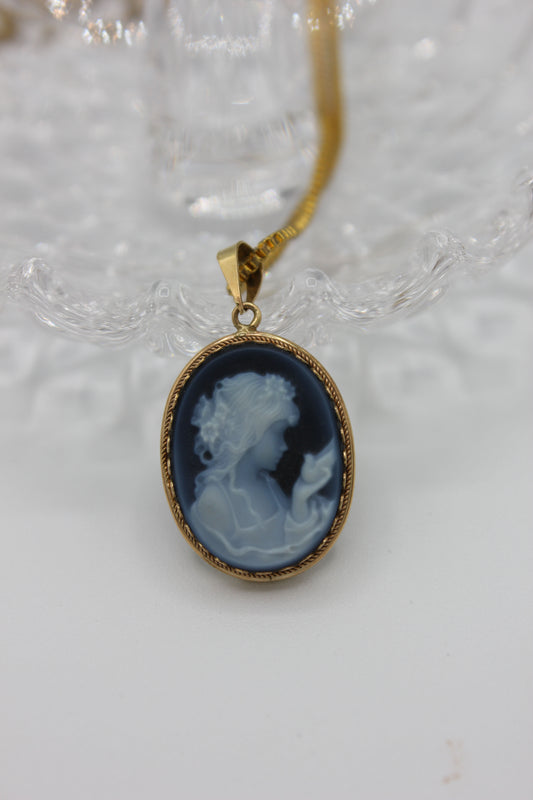 Vintage Blue Cameo Pendant