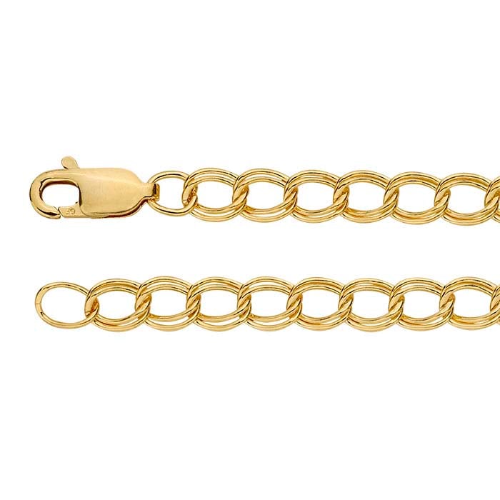 14K Yellow Gold-Filled Double-Cable Chain Charm Bracelet