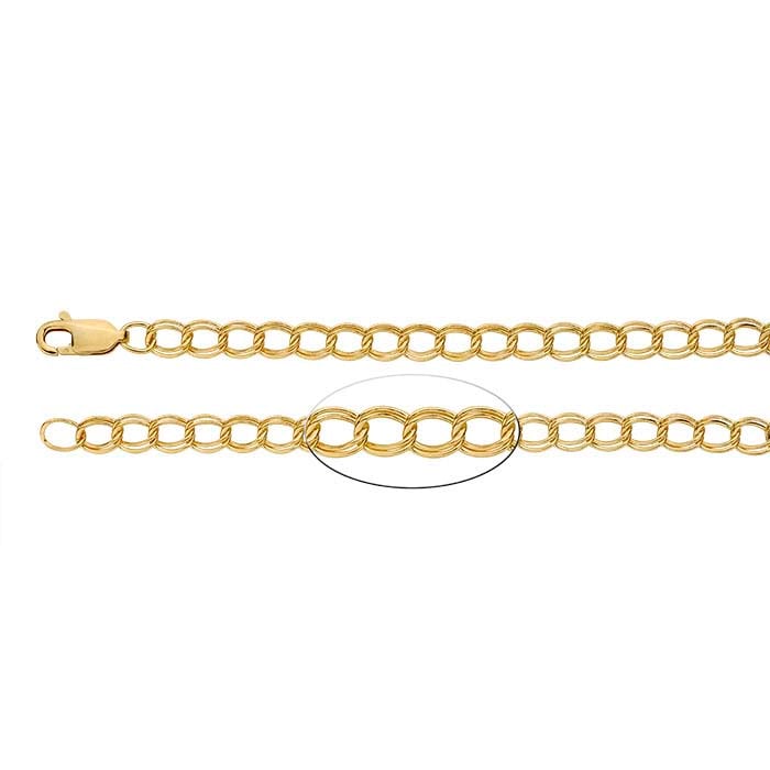 14K Yellow Gold-Filled Double-Cable Chain Charm Bracelet