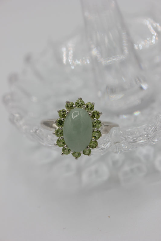 Jade & Tourmaline Sterling Silver Ring